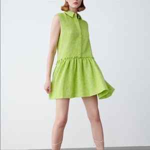 Zara MINI DRESS,color green,size M,New without Tags!!! Never used